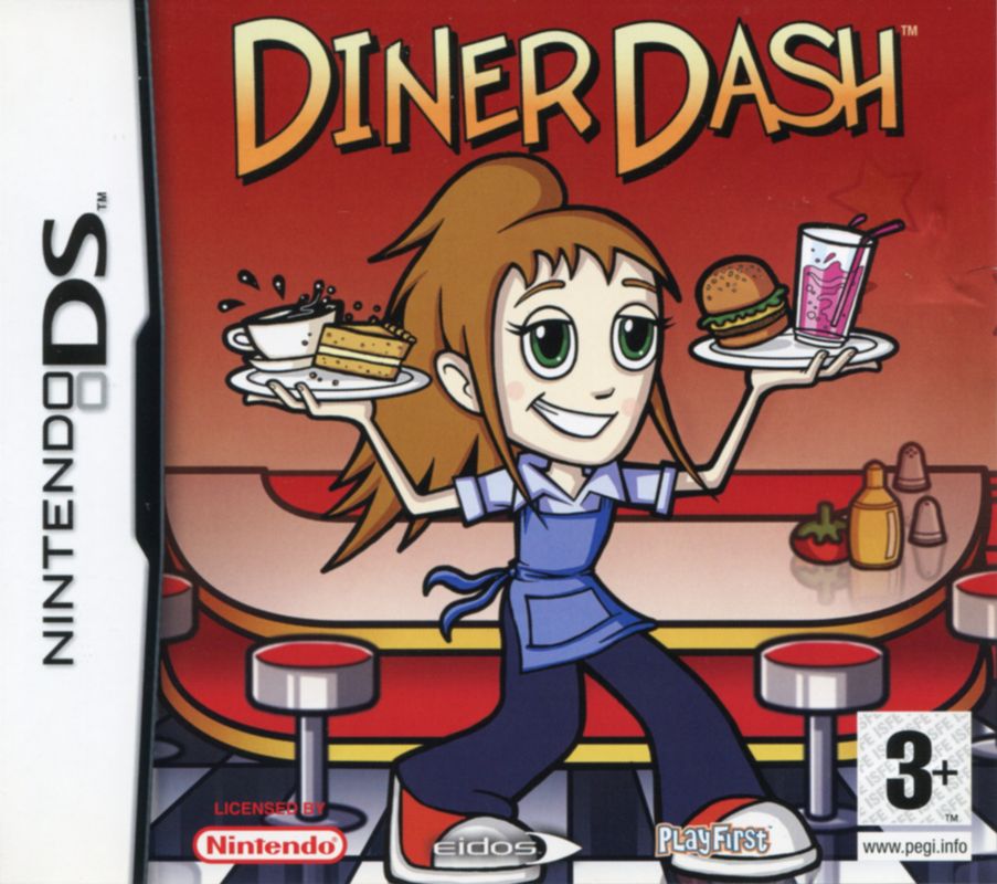 Diner Dash Sizzle and Serve box art for PSP